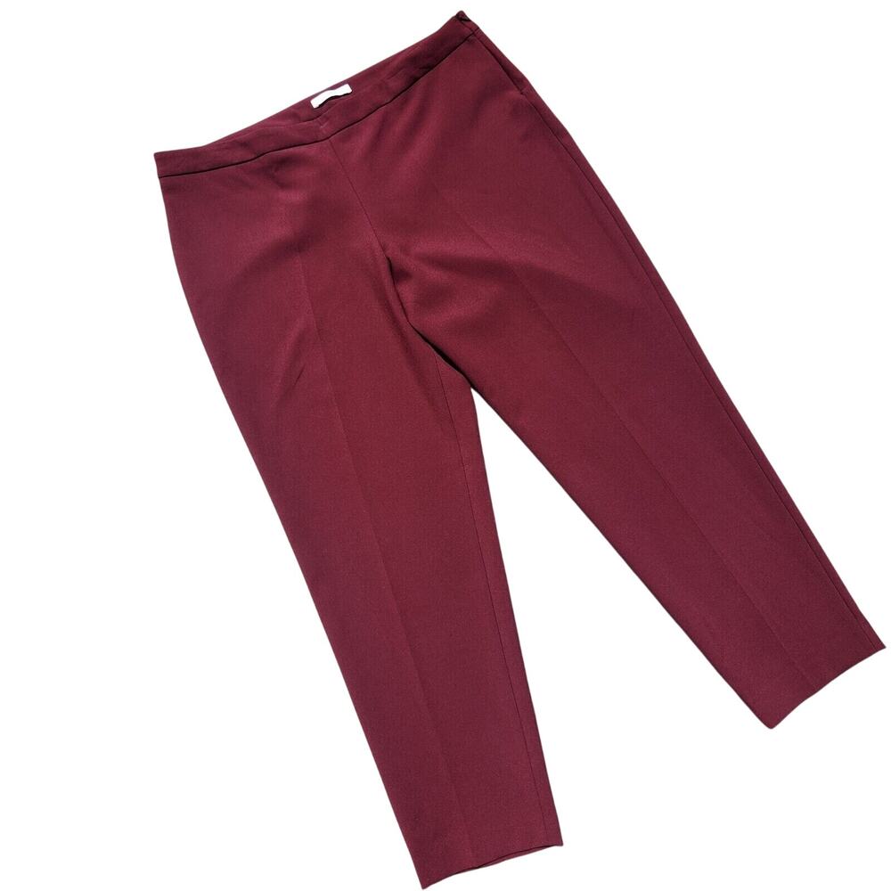 Hugo Boss Women Burgundy Casual Tiluna Slim Fit Ankle Crop Pants Size US 14